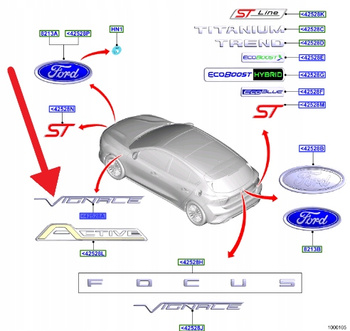 EMBLEMAT VIGNALE NA BŁOTNIK PRAWY FORD FOCUS 2018- 2218129 _ JX7B-16B114-AB