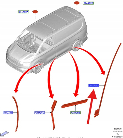 TAŚMA USZCZELNIAJĄCA LEWY TYŁ TRANSIT CUSTOM 23- OE 2732264 _ PZ31-23727-AB