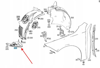 NADKOLE OSŁONA WNĘKI KOŁA LEWA DOLNA MERCEDES CLA W118 OE A1186904901