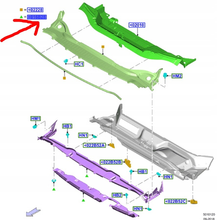 PODSZYBIE WEWNĘTRZNE FORD EDGE Mk2 2016-2018 _ 2108584 _ GT4B-R01628-AF5GAX