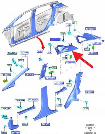 WYKOŃCZENIE SŁUPEK C PRAWA FORD FIESTA 2013- 1838407 _ D1BB-A31010-AB34X1