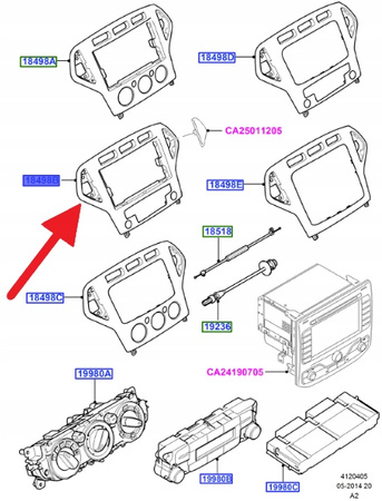 PANEL ŚRODKOWY RAMKA RADIA MONDEO 2007- 10 1459995 _ 7S71-18522-BC37QC