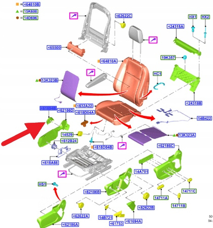 POKRYCIE OSŁONA FOTELA PASAŻERA FORD TRANSIT 2014- 2607558 _ BK21-61425-CD3