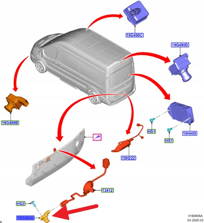 KAMERA PARKOWANIA TYŁ FORD TRANSIT 2019- OE 2540048 _ KK3T-19G490-BF