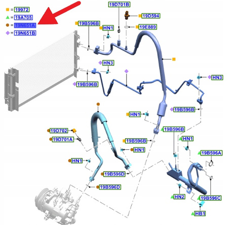 PRZEWÓD KLIMATYZACJI 2.3 EB MUSTANG Mk6 2017- OE 2163064 _ JR3B-19N602-AC