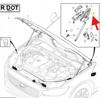 PRAWY ZAWIAS MASKI VOLVO S90 V90 2017- OE 32219800
