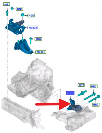 PODUSZKA SKRZYNI BIEGÓW 1.0 EB FORD BMAX FIESTA OE 2024103 _ C1B1-6P082-DA
