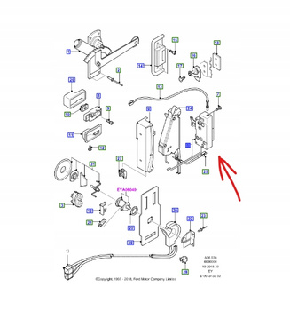 ZAMEK DRZWI PRZEDNIE PRAWA STRONA TRANSIT MK4 4036334 _ 95VB-V21812-CE