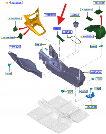 OSŁONA DŹWIGNI HAMULCA RĘCZNEGO B-MAX 12- OE 2000694 _ AV11-R044L49-AF3ZHE