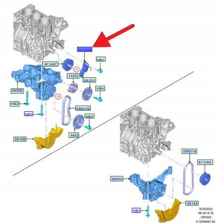 NAPINACZ PASKA POMPY OLEJU 1.0 EB FOCUS FIESTA 17- 2017878 _ F1FG-6C777-AD