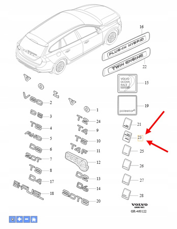 EMBLEMAT TWIN ENGINE AWD KLAPY TYŁ VOLVO XC90 2016- S90 V90 OEM/OE 31479002