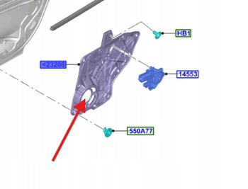 MECHANIZM OPUSZCZANIA SZYBY PRAWY TYŁ FOCUS 2018- 2500809 _ JX7B-A27208-CE