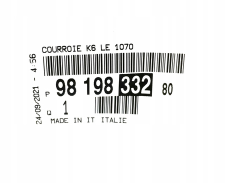 Citroen OE pasek klinowy wielorowkowy 9819833280