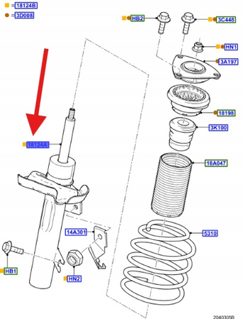 AMORTYZATOR LEWY PRZÓD 2,0 TDCI FOCUS 2004- OE 1619335 _ 6M5Y-18K001-BAC