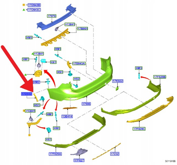 LISTWA ZDERZAKA LEWY TYŁ FORD FOCUS KOMBI 2018- 2352410 _ JX7B-286F59-BB
