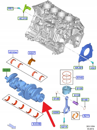 WAŁ KORBOWY 2.3 EB FORD MUSTANG MK6 2015- OE 5308369 _ EJ7E-6300-AC