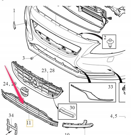 Środkowa kratka Volvo V40 OE 31353311
