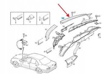 PRAWE PODSZYBIE PLASTIK POD WYCIERACZKĄ MERCEDES E W210 OE A2108311058