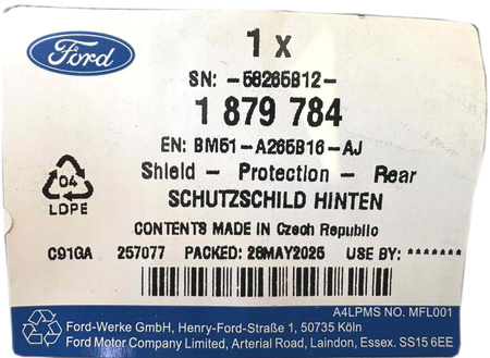 OSŁONA KRAWĘDZI DRZWI PRAWY TYŁ FORD FOCUS 2011- 1879784 _ BM51-A265B16-AJ