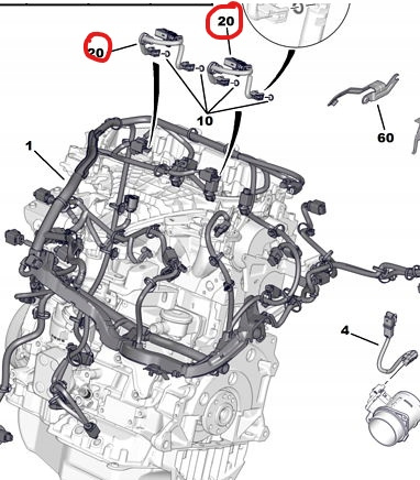WIĄZKA PRZEWODÓW WTRYSKIWACZA CITROEN C4 C5 C8 DS4 DS5 JUMPY OE 658557