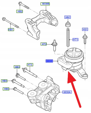 UCHWYT PODUSZKA SILNIKA 1.8 2.0 TDCI MONDEO SMAX OE 1723144 _ 6G91-6F012-EF