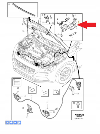 ZAWIAS MASKI LEWY VOLVO V40 2013- CC OE 31442084