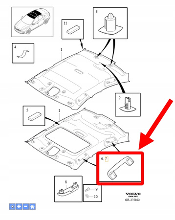 RĄCZKA PODSUFITKI TYŁ VOLVO XC90 2016- S90L S60 V60 V40 OEM/OE 39834463