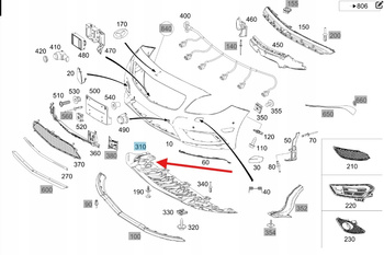 OSŁONA PRZEDNIEGO ZDERZAKA DÓŁ MERCEDES CLA W117 B W246 OE A1178854401