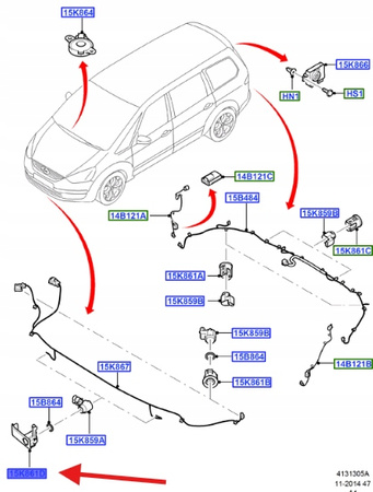 UCHWYT CZUJNIKA PARKOWANIA LEWY FORD S-MAX 2006- 1523771 _ 6M2T-15K873-BC