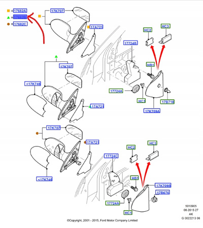 LUSTERKO ZEWNĘTRZNE PRAWE FORD FOCUS Mk1 1999-2005 _ 1347098 _ 98AB-17682-UE