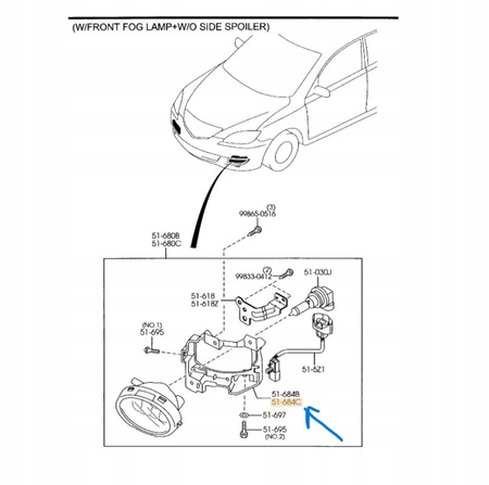 Wspornik lewy światło przeciwmgielne - Mazda 3 BK_BS3E51694A