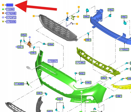 GRILL ATRAPA ZDERZAKA FORD GALAXY 2019- 2473281 _ LM2B-8200-AFSMAS