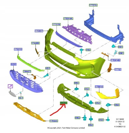 OSŁONA DOLNA KAMIENI PRZÓD FORD KUGA 2020- 2711367 _ LV4B-A8B384-JC5YZ9