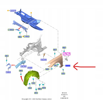 BŁOTNIK PRAWY PRZÓD FORD MONDEO MK5 2014-2022 2167042 _ DS73-F16005-DD