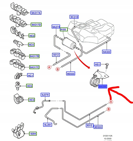 UCHWYT FILTRA PALIWA FORD FOCUS Mk1 2.0 2002-2005 _1212745_2M5C-9K155-AB