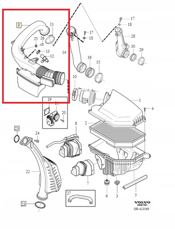 PRZEWÓD POWIETRZA VOLVO S60 II V60 I XC60 I OE 31657655