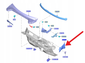 WZMOCNIENIE PRAWEGO SŁUPKA FORD FOCUS 2018- 2245110 _ JX7B-A02508-AC