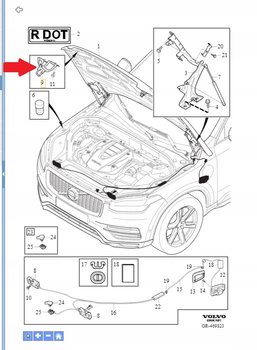 Rygiel zamka maski Volvo XC90 (16-) OE 31352886