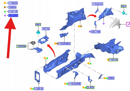 WZMOCNIENIE BŁOTNIKA LEWY TRANSIT COURIER 14- 2376630 _ ET76-A16E061-AG