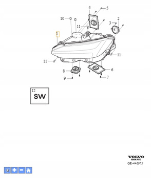 Lewy reflektor Volvo S90, V90 OE 31446500