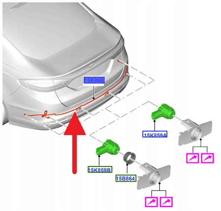 WIĄZKA PDC ZDERZAKA TYŁ FORD MONDEO SEDAN 2014- OE 1877969 _ DG9T-15K868-JG