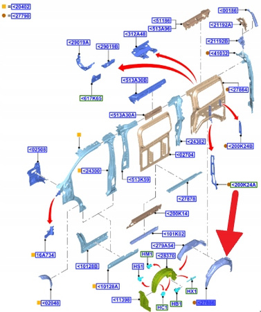 WNĘKA KOŁA LEWY TYŁ TRANSIT CUSTOM 2012- OE 1769065 _ BK21-V27887-AB