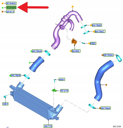 PRZEWÓD CHŁODNICY POWIETRZA 2.3 EB FORD MUSTANG 15- 2010852 _ GR3C-6C646-FA