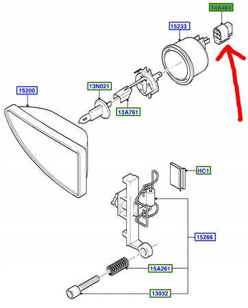 WTYCZKA HALOGENU PRZÓD FORD FOCUS Mk1 1998-2001 _1115070_97BG-14A464-SBA