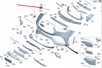 PRAWA SZYNA UCHWYT ŚLIZG ZDERZAKA PRZÓD MERCEDES GLE W1678 OE A1678853000
