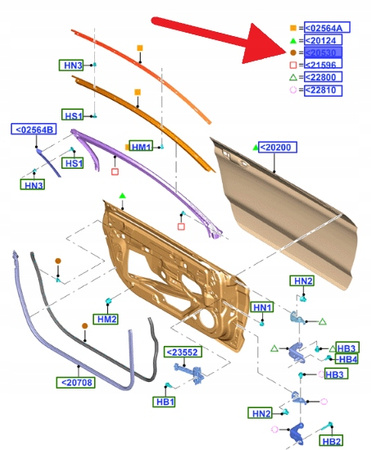 LEWA DOLNA USZCZELKA DRZWI FORD MUSTANG 2015- OE 5321839 _ FR3B-6320531-AE
