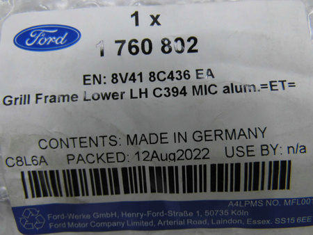 RAMKA GRILLA ZDERZAKA LEWA FORD KUGA Mk1 2008-12 1760802 _ 8V41-8C436-EA