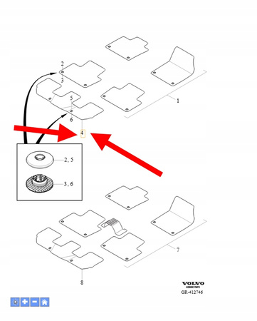 DYWANIK WELUROWY CIEMNY TYLNY 3 RZĘDU VOLVO XC90 2016- OEM/OE 32262203