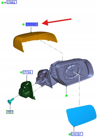 OBUDOWA LUSTERKA LEWE RANGER 2011- 1717989 _ AB39-17K747-CA