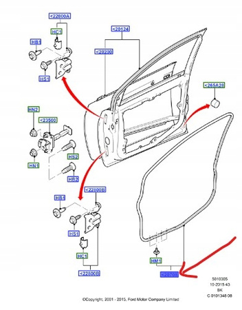 USZCZELKA DRZWI LEWY PRZÓD FORD FIESTA Mk6 2001-08_1482173_2S61-A20709-AL